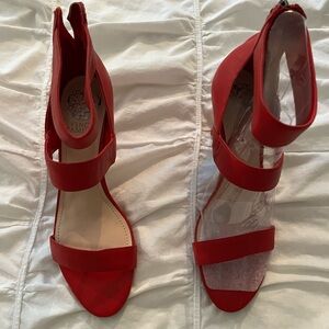 Never worn, brand new Vince Camuto ankle strap sandals in red, size 8